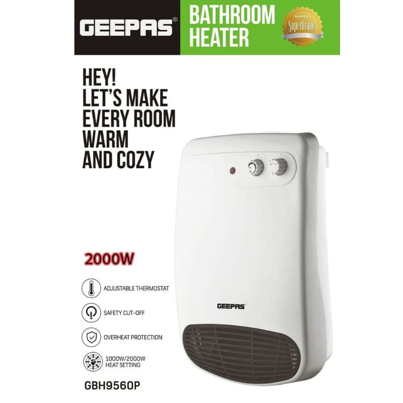 Geepas Wall Mount Bathroom Heater 1000W-2000W Gfh9560 2 - Shopping Jin Geepas Bathroom Heater GFH9560