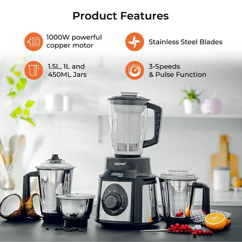 Geepas Gsb5457 1000 Watts 5-In-1 Mixer Grinder 9 - Shopping Jin Geepas 5-IN-1 Mixer Grinder-GSB54571000 Watts
